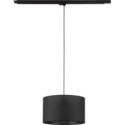 Ljuskrona med textilsladd för 3-fas skensystem TRACER 1xE27/15W/230V diameter 38 cm svart