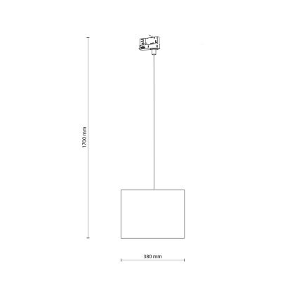 Ljuskrona med textilsladd för 3-fas skensystem TRACER 1xE27/15W/230V diameter 38 cm svart