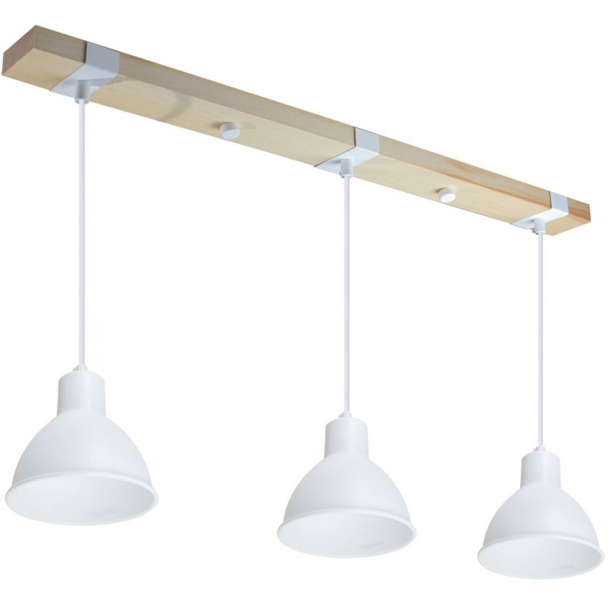 Ljuskrona med textilsladd 3xE27/40W/230V bok/vit