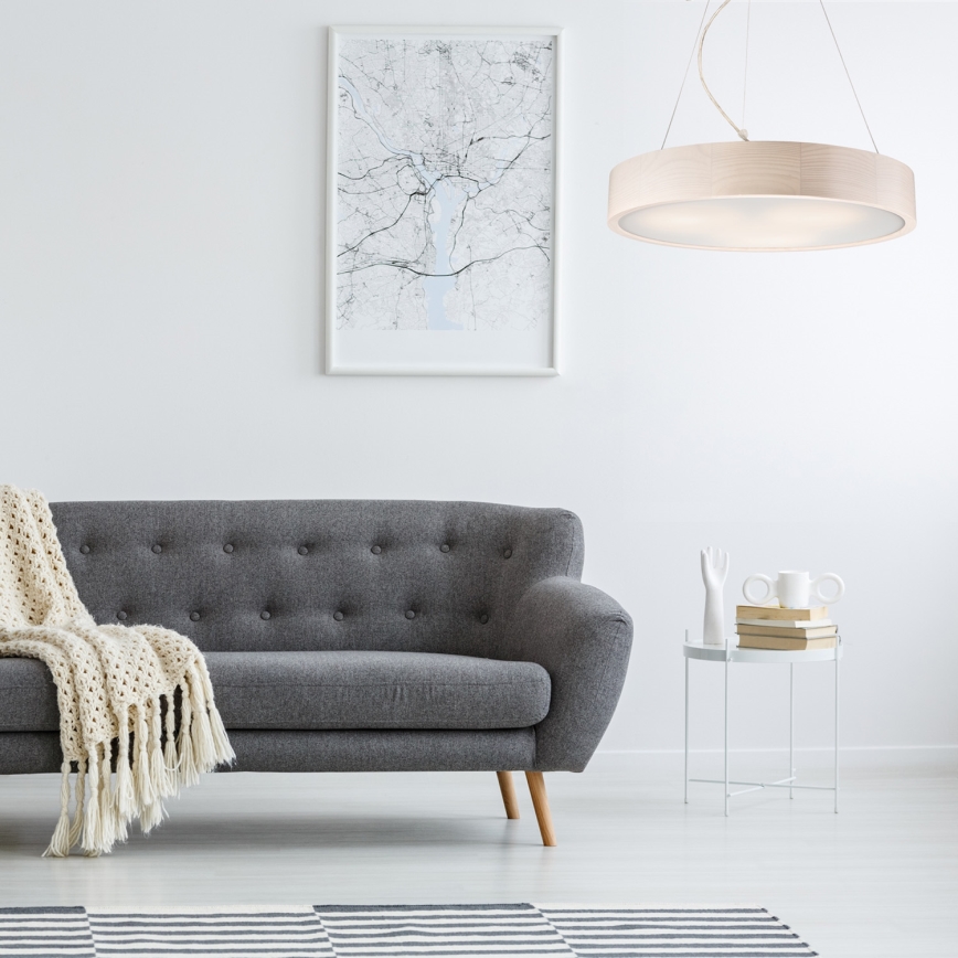 Ljuskrona med textilsladd 3xE27/60W/230V ø 47 cm tall - FSC certifierade