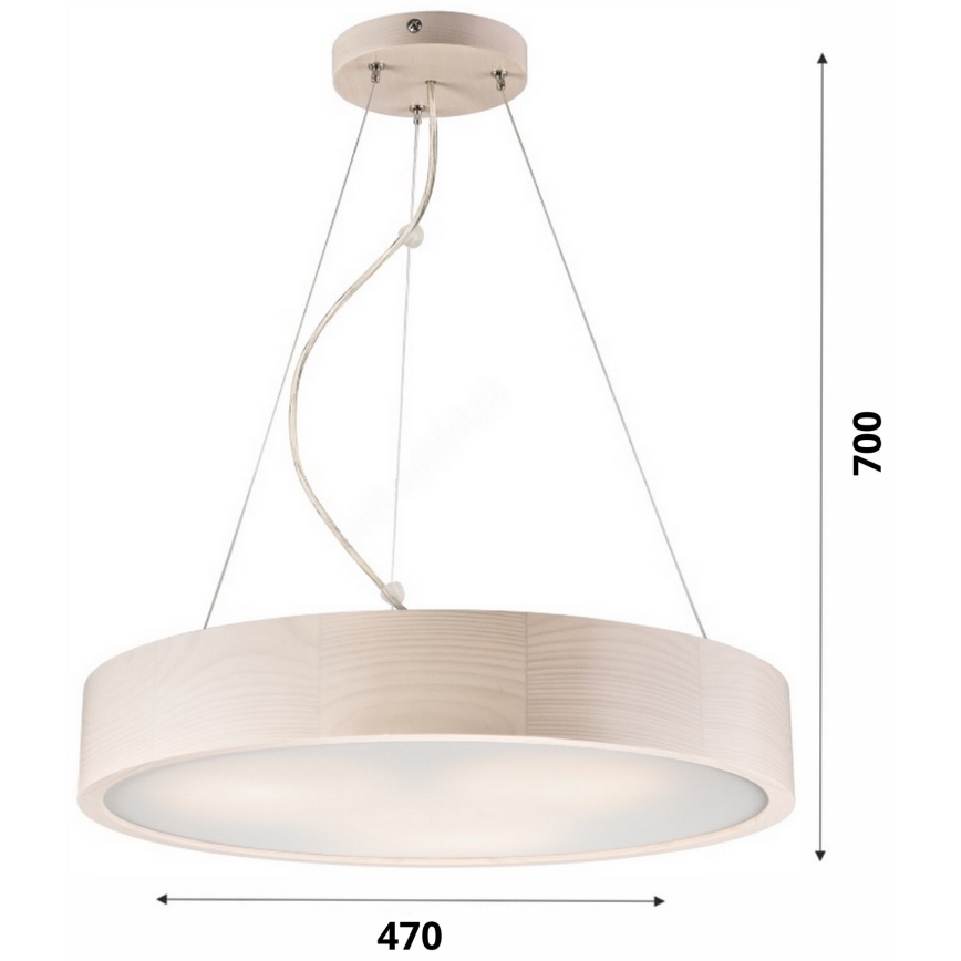 Ljuskrona med textilsladd 3xE27/60W/230V ø 47 cm tall - FSC certifierade