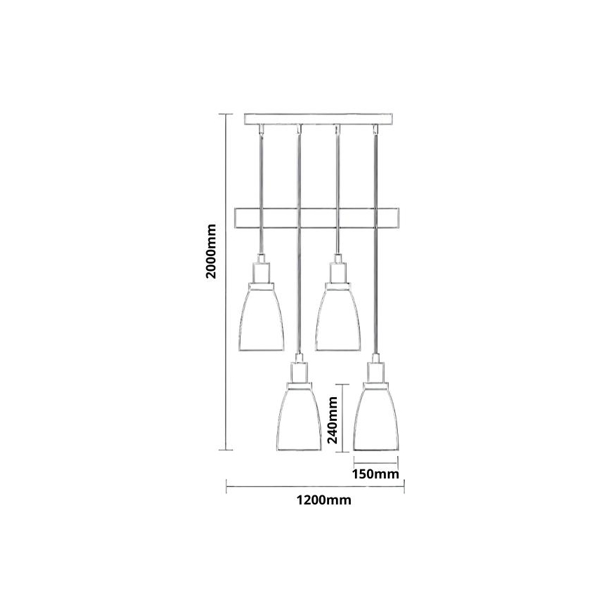 Ljuskrona med textilsladd 4xE27/60W/230V koppar
