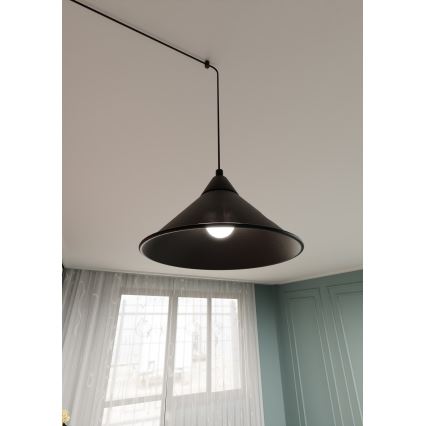 Ljuskrona med textilsladd ABRAMO 1xE27/15W/230V svart