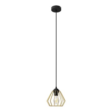 Ljuskrona med textilsladd AGAT 1xE27/15W/230V guld/svart