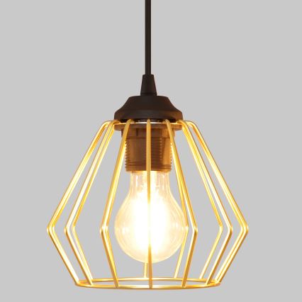 Ljuskrona med textilsladd AGAT 3xE27/15W/230V guld/svart