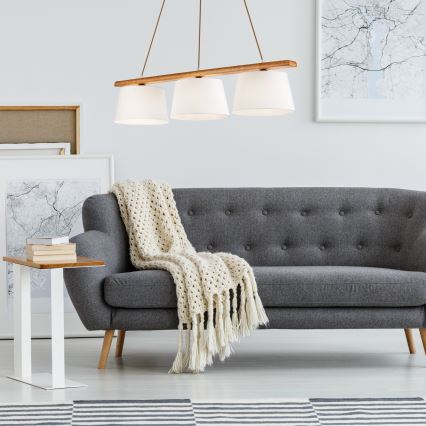Ljuskrona med textilsladd AIDA 3xE27/60W/230V ek - FSC certifierade