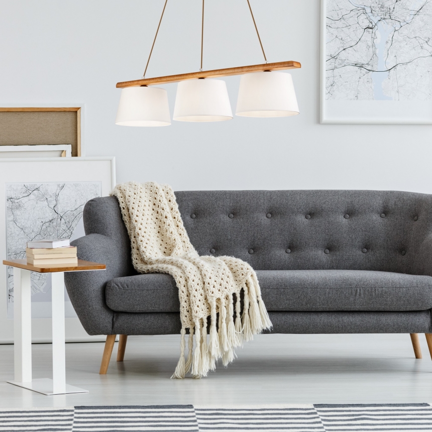 Ljuskrona med textilsladd AIDA 3xE27/60W/230V ek - FSC certifierade