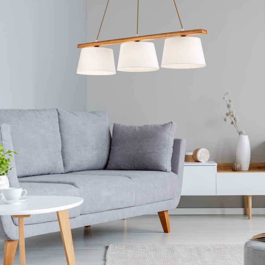 Ljuskrona med textilsladd AIDA 3xE27/60W/230V ek - FSC certifierade