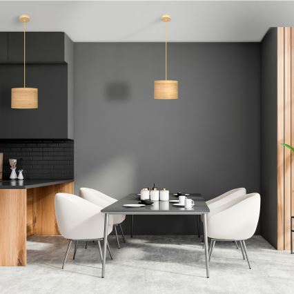 Ljuskrona med textilsladd ALBA 1xE27/15W/230V diameter 20 cm brun