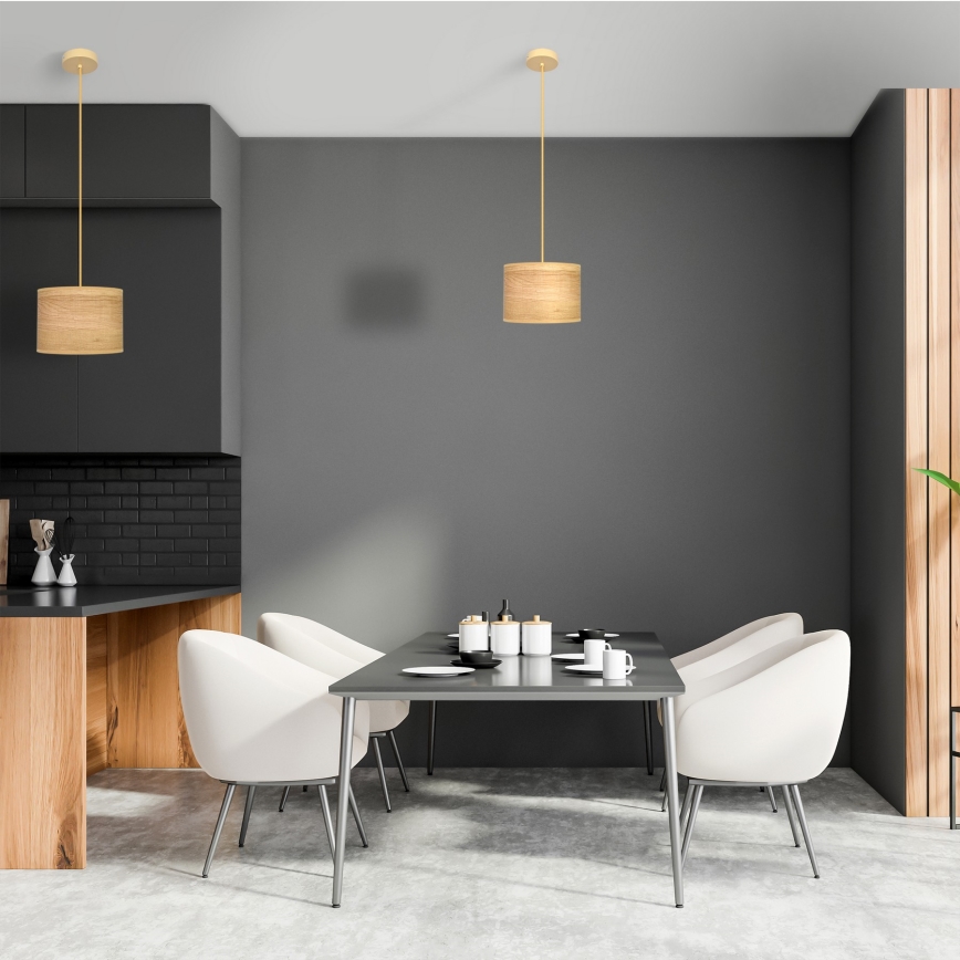 Ljuskrona med textilsladd ALBA 1xE27/15W/230V diameter 20 cm brun