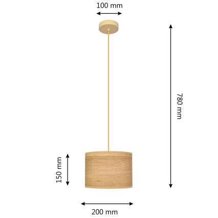 Ljuskrona med textilsladd ALBA 1xE27/15W/230V diameter 20 cm brun
