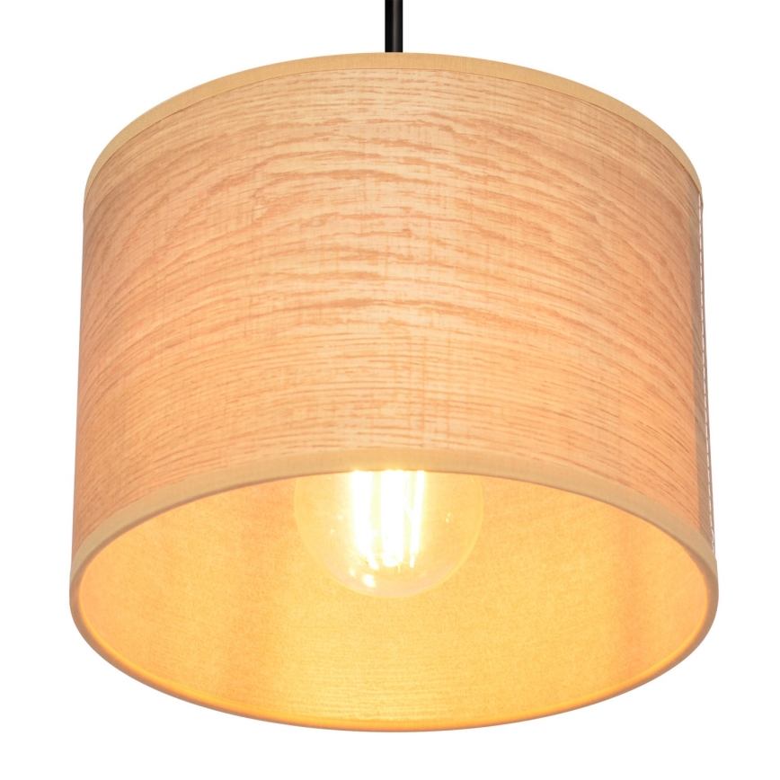 Ljuskrona med textilsladd ALBA 1xE27/15W/230V diameter 20 cm brun/svart