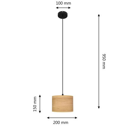 Ljuskrona med textilsladd ALBA 1xE27/15W/230V diameter 20 cm brun/svart