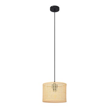 Ljuskrona med textilsladd ALBA 1xE27/15W/230V diameter 20 cm rotting/svart