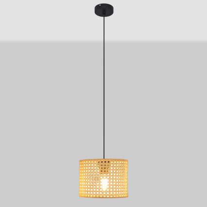 Ljuskrona med textilsladd ALBA 1xE27/15W/230V diameter 20 cm rotting/svart