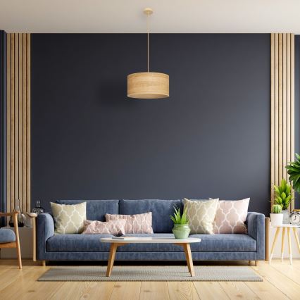 Ljuskrona med textilsladd ALBA 1xE27/15W/230V diameter 40 cm brun