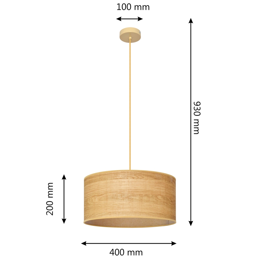 Ljuskrona med textilsladd ALBA 1xE27/15W/230V diameter 40 cm brun