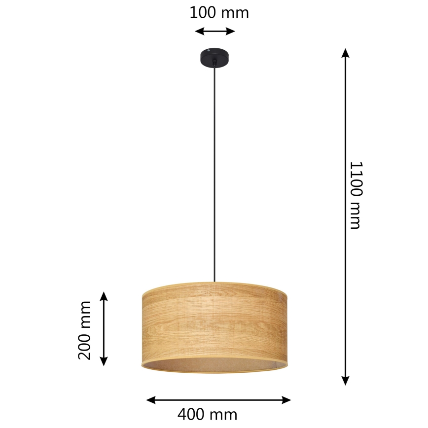 Ljuskrona med textilsladd ALBA 1xE27/15W/230V diameter 40 cm brun/svart