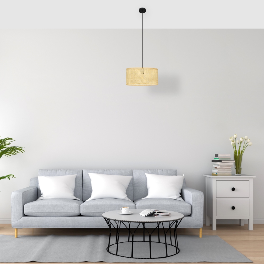 Ljuskrona med textilsladd ALBA 1xE27/15W/230V diameter 40 cm rotting/svart