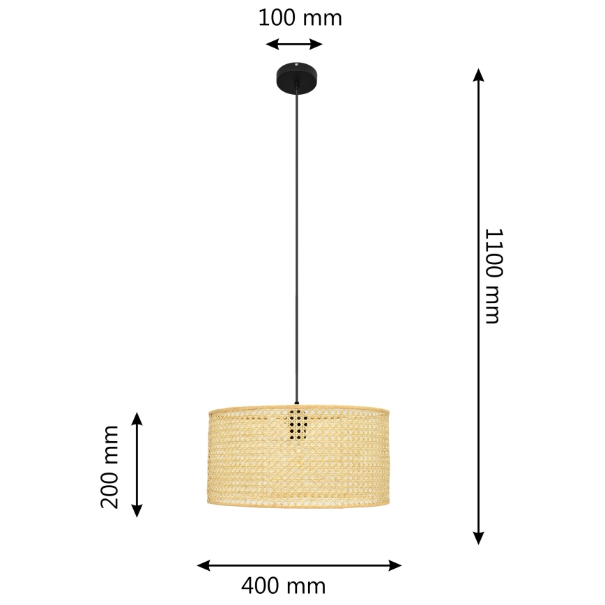 Ljuskrona med textilsladd ALBA 1xE27/15W/230V diameter 40 cm rotting/svart