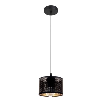 Ljuskrona med textilsladd ALDO 1xE27/60W/230V diameter 15 cm svart