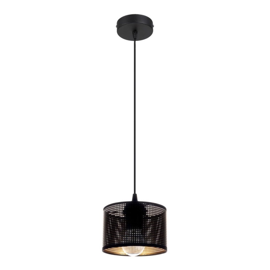 Ljuskrona med textilsladd ALDO 1xE27/60W/230V diameter 15 cm svart