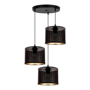 Ljuskrona med textilsladd ALDO 3xE27/60W/230V diameter 45 cm svart