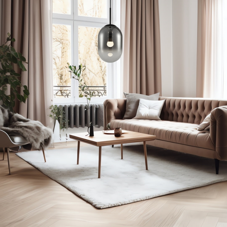 Ljuskrona med textilsladd ALIAS 1xE14/40W/230V diameter 24 cm svart/grå