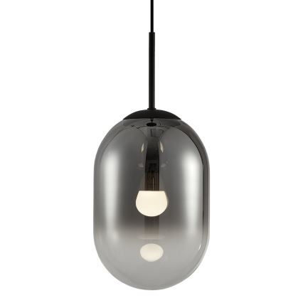 Ljuskrona med textilsladd ALIAS 1xE14/40W/230V diameter 24 cm svart/grå