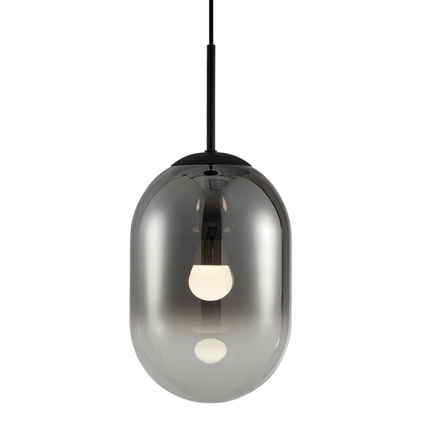 Ljuskrona med textilsladd ALIAS 1xE14/40W/230V diameter 24 cm svart/grå