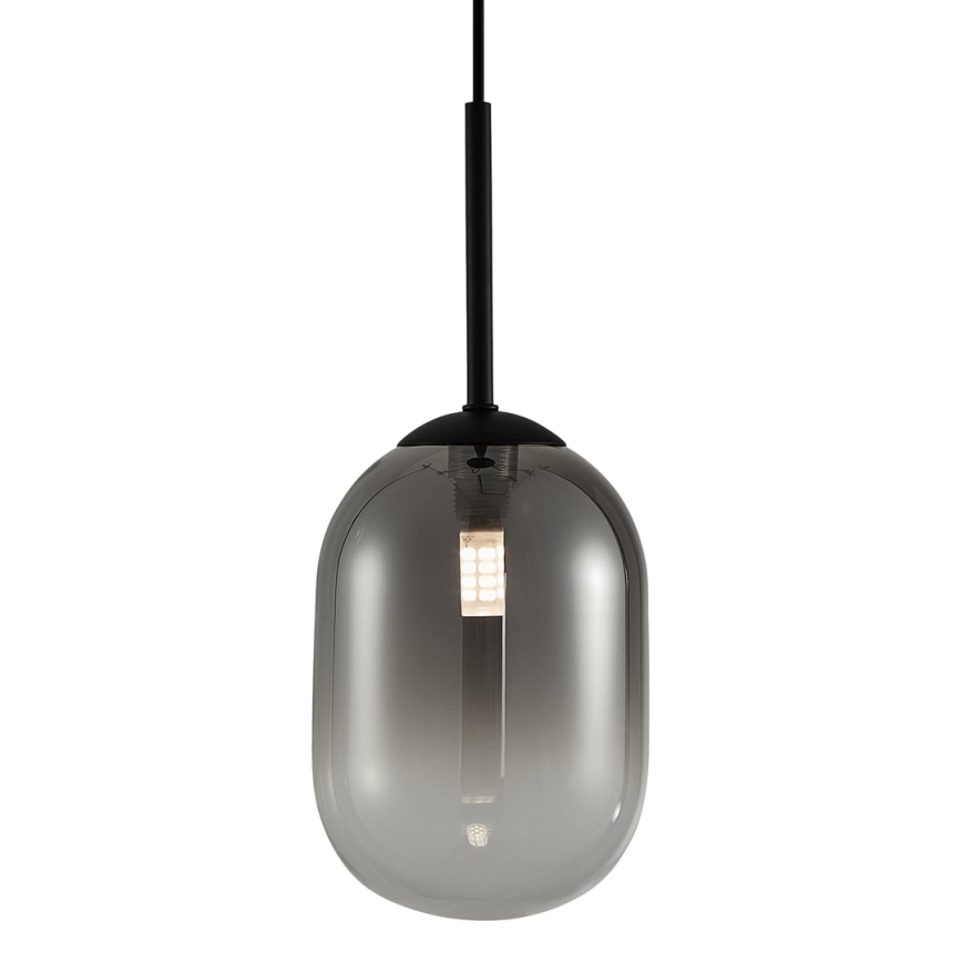 Ljuskrona med textilsladd ALIAS 1xG9/8W/230V diameter 12 cm svart/grå