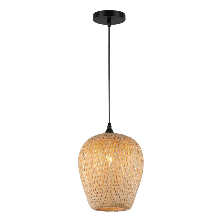 Ljuskrona med textilsladd ALMA 1xE27/60W/230V diameter 23 cm bambu