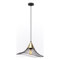 Ljuskrona med textilsladd ALURA 1xE27/60W/230V diameter 50 cm svart