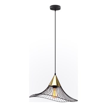 Ljuskrona med textilsladd ALURA 1xE27/60W/230V diameter 50 cm svart