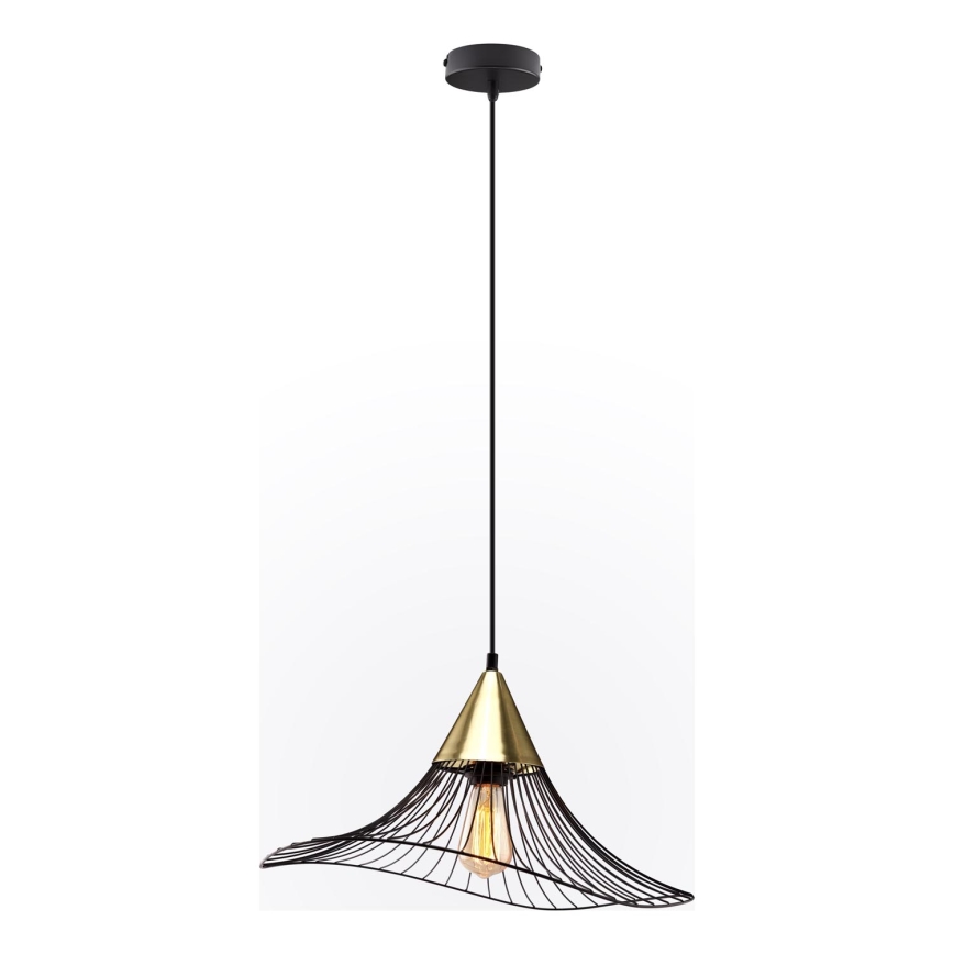 Ljuskrona med textilsladd ALURA 1xE27/60W/230V diameter 50 cm svart