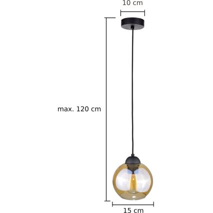 Ljuskrona med textilsladd AMBRE BLACK 1xE27/60W/230V