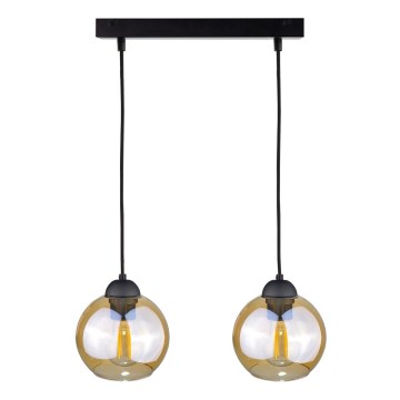 Ljuskrona med textilsladd AMBRE BLACK 2xE27/60W/230V
