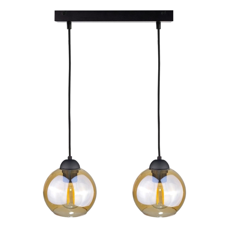 Ljuskrona med textilsladd AMBRE BLACK 2xE27/60W/230V