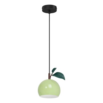 Ljuskrona med textilsladd APPLE 1xE27/15W/230V grön