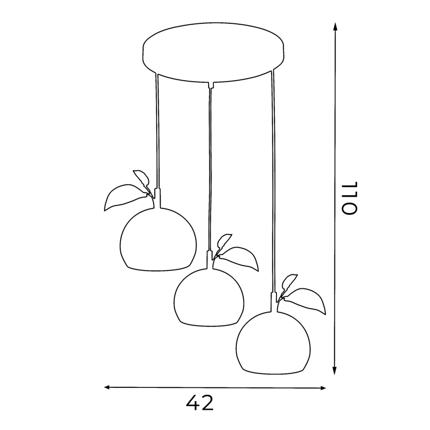 Ljuskrona med textilsladd APPLE 3xE27/15W/230V färgrik