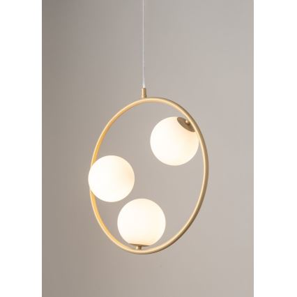 Ljuskrona med textilsladd AQUA 3xG9/12W/230V guld