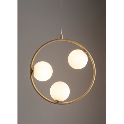 Ljuskrona med textilsladd AQUA 3xG9/12W/230V guld
