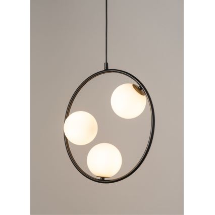 Ljuskrona med textilsladd AQUA 3xG9/12W/230V svart