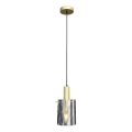 Ljuskrona med textilsladd ARCADIA 1xE27/60W/230V diameter 13 cm guld/rökig