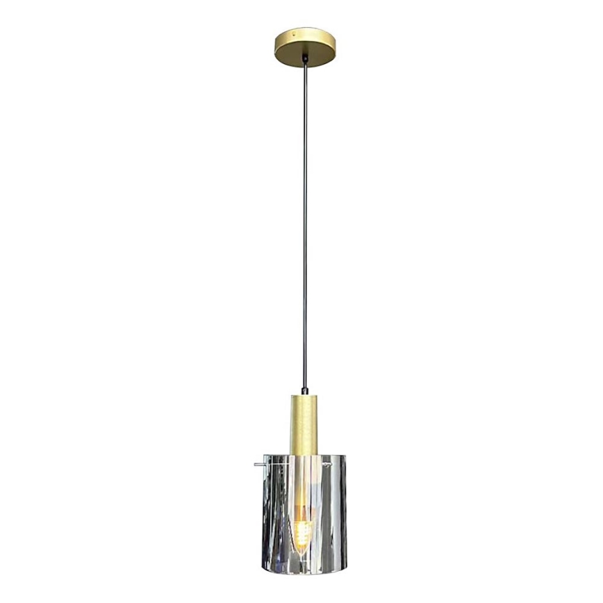 Ljuskrona med textilsladd ARCADIA 1xE27/60W/230V diameter 13 cm guld/rökig