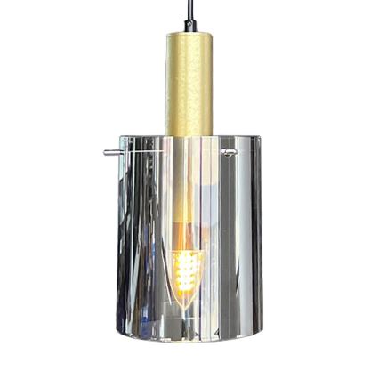 Ljuskrona med textilsladd ARCADIA 1xE27/60W/230V diameter 13 cm guld/rökig