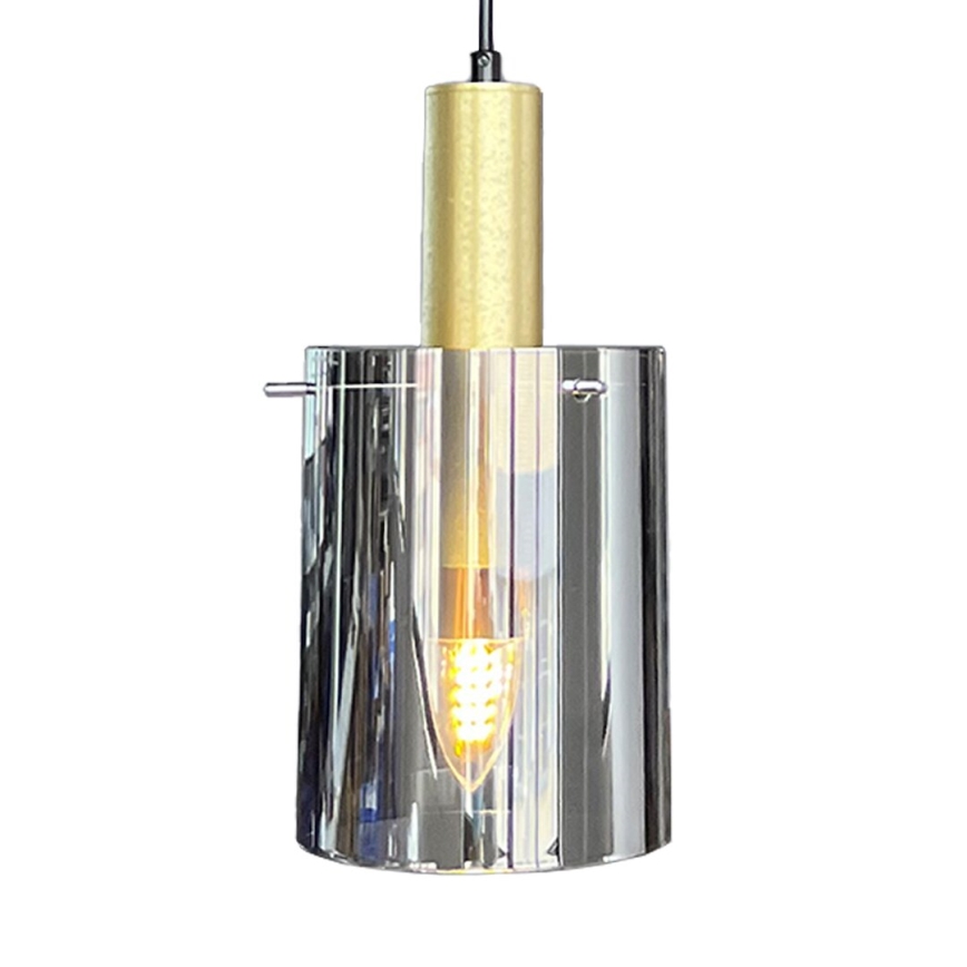 Ljuskrona med textilsladd ARCADIA 1xE27/60W/230V diameter 13 cm guld/rökig