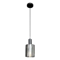 Ljuskrona med textilsladd ARCADIA 1xE27/60W/230V diameter 13 cm svart/rökig