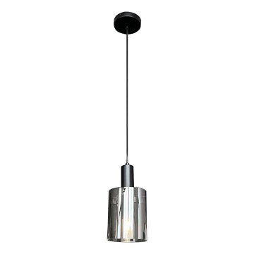Ljuskrona med textilsladd ARCADIA 1xE27/60W/230V diameter 13 cm svart/rökig