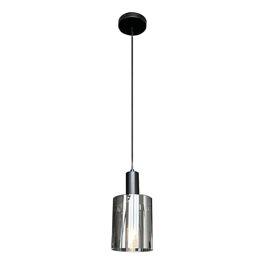 Ljuskrona med textilsladd ARCADIA 1xE27/60W/230V diameter 13 cm svart/rökig